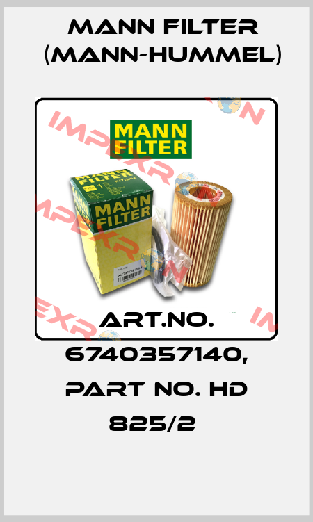 Art.No. 6740357140, Part No. HD 825/2  Mann Filter (Mann-Hummel)