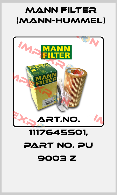 Art.No. 1117645S01, Part No. PU 9003 z  Mann Filter (Mann-Hummel)