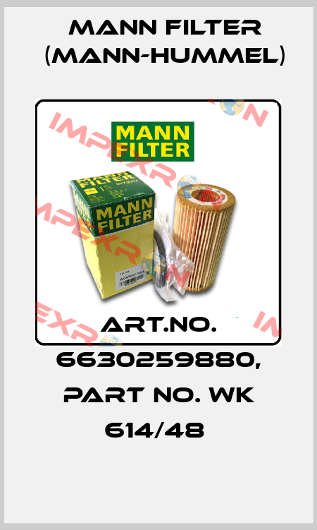 Art.No. 6630259880, Part No. WK 614/48  Mann Filter (Mann-Hummel)