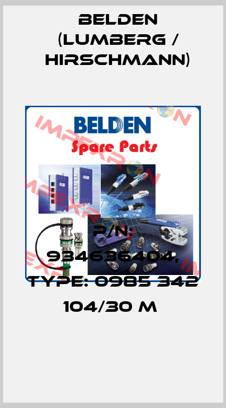 P/N: 934636404, Type: 0985 342 104/30 M  Belden (Lumberg / Hirschmann)