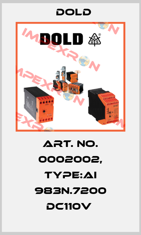 Art. No. 0002002, Type:AI 983N.7200 DC110V  Dold