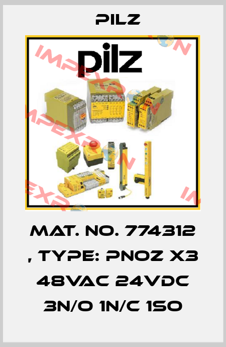 Mat. No. 774312 , Type: PNOZ X3 48VAC 24VDC 3n/o 1n/c 1so Pilz