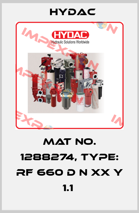 Mat No. 1288274, Type: RF 660 D N XX Y 1.1  Hydac