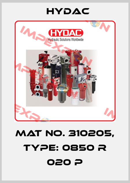 Mat No. 310205, Type: 0850 R 020 P Hydac