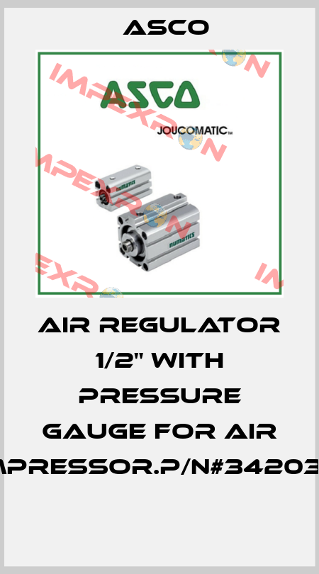 AIR REGULATOR 1/2" WITH PRESSURE GAUGE FOR AIR COMPRESSOR.P/N#34203054  Asco