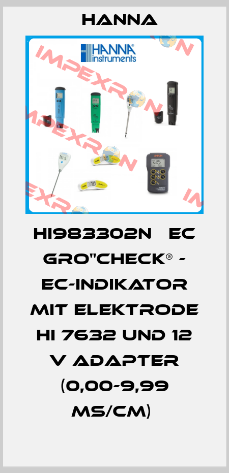 HI983302N   EC GRO"CHECK® - EC-INDIKATOR MIT ELEKTRODE HI 7632 UND 12 V ADAPTER (0,00-9,99 MS/CM)  Hanna