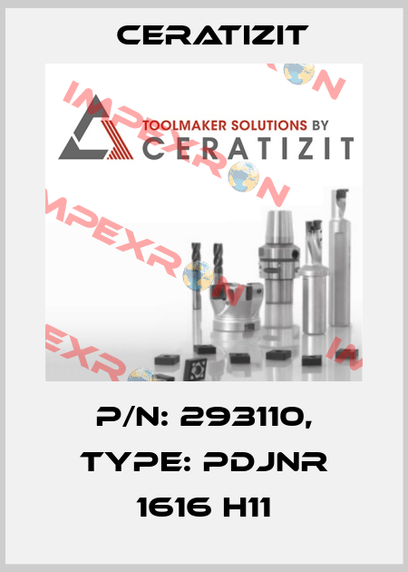 P/N: 293110, Type: PDJNR 1616 H11 Ceratizit