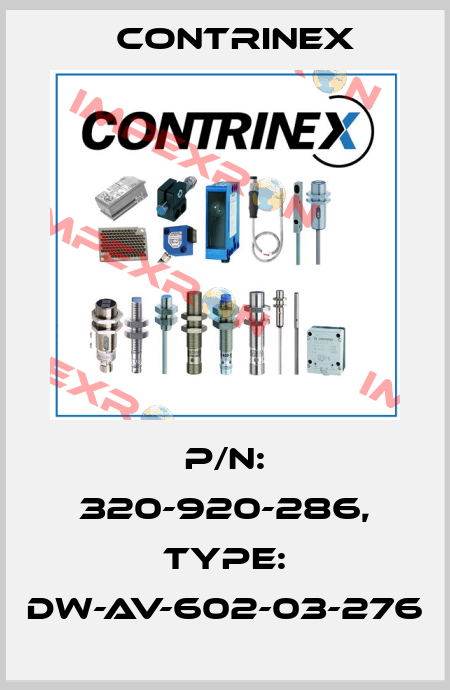 p/n: 320-920-286, Type: DW-AV-602-03-276 Contrinex