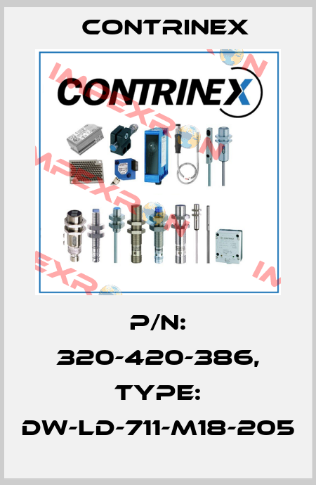 p/n: 320-420-386, Type: DW-LD-711-M18-205 Contrinex