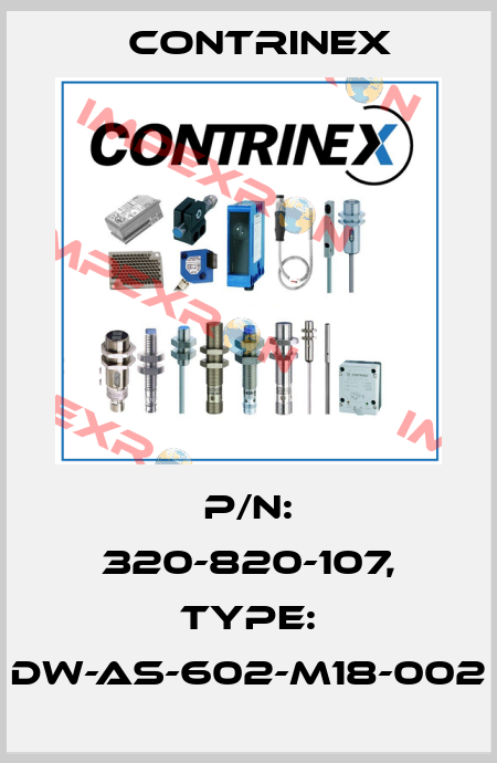 p/n: 320-820-107, Type: DW-AS-602-M18-002 Contrinex