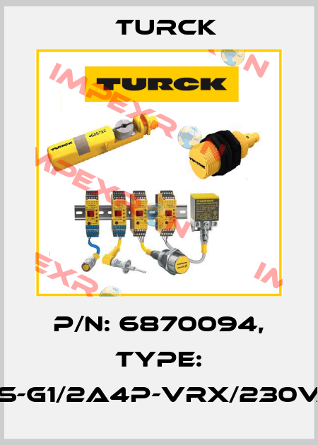 p/n: 6870094, Type: FCS-G1/2A4P-VRX/230VAC Turck