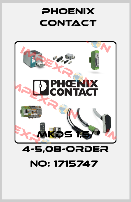 MKDS 1,5/ 4-5,08-ORDER NO: 1715747  Phoenix Contact