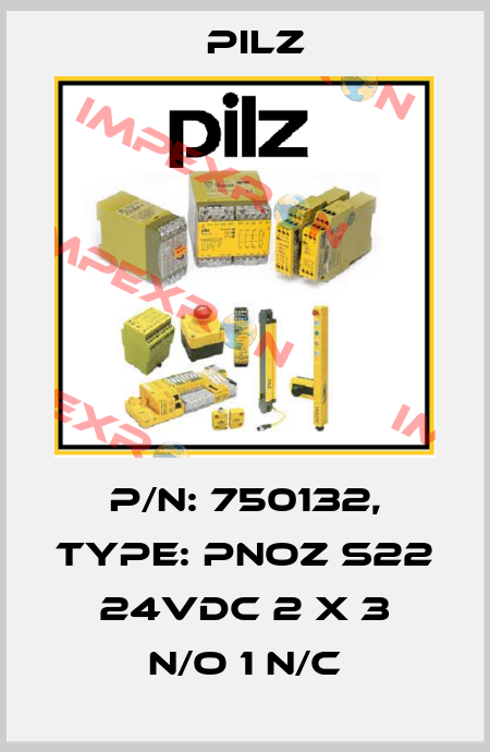 p/n: 750132, Type: PNOZ s22 24VDC 2 x 3 n/o 1 n/c Pilz