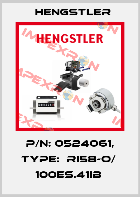 P/N: 0524061, Type:  RI58-O/  100ES.41IB  Hengstler